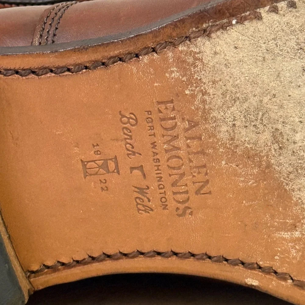 Allen Edmonds Port Washington Brown Leather Cap Toe Oxford Dress Shoes Mens 11 E